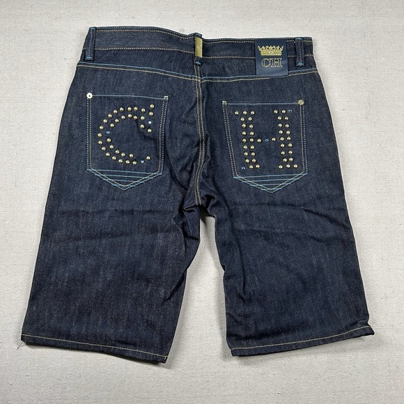 Crown Holder Shorts Mens 38 Baggy Long Embroidered Studded Hip Hop Regius Vestio